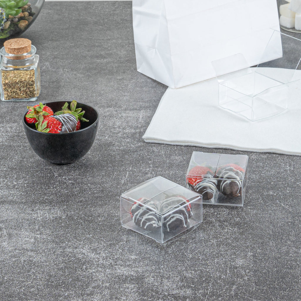 Sweet Vision Square Clear Plastic Favor Box - Folding Top - 2" x 2" x 1" - 100 count box