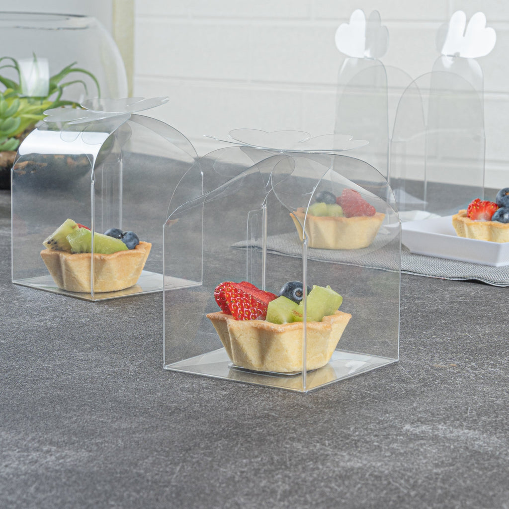 Sweet Vision Clear Plastic Gift Box - Clover Leaf Top - 2 3/4" x 2 3/4" x 2 1/2" - 100 count box