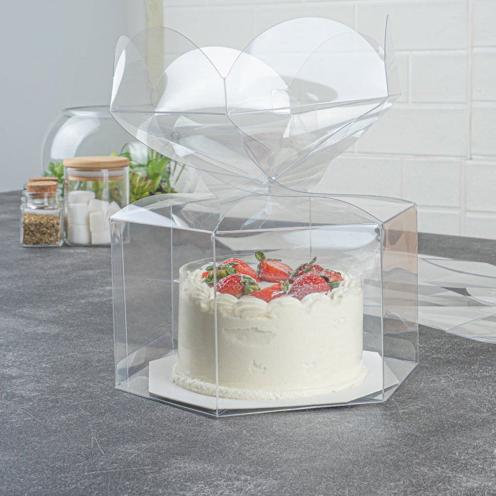 Sweet Vision Clear Plastic Gift Box - Flower Top - 6 1/2" x 7 1/2" x 7 3/4" - 100 count box