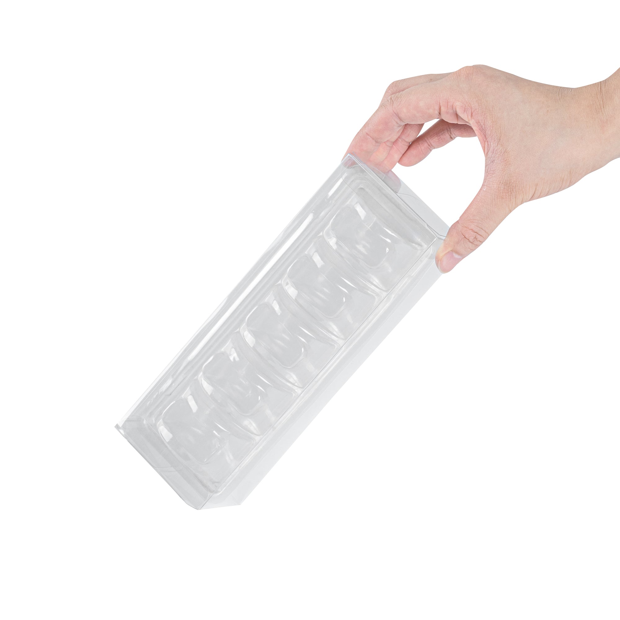 Sweet Vision Clear Plastic French Macaron Box - Fits 5 Macarons - 7 1/2" x 2 1/2" x 2" - 100 count box