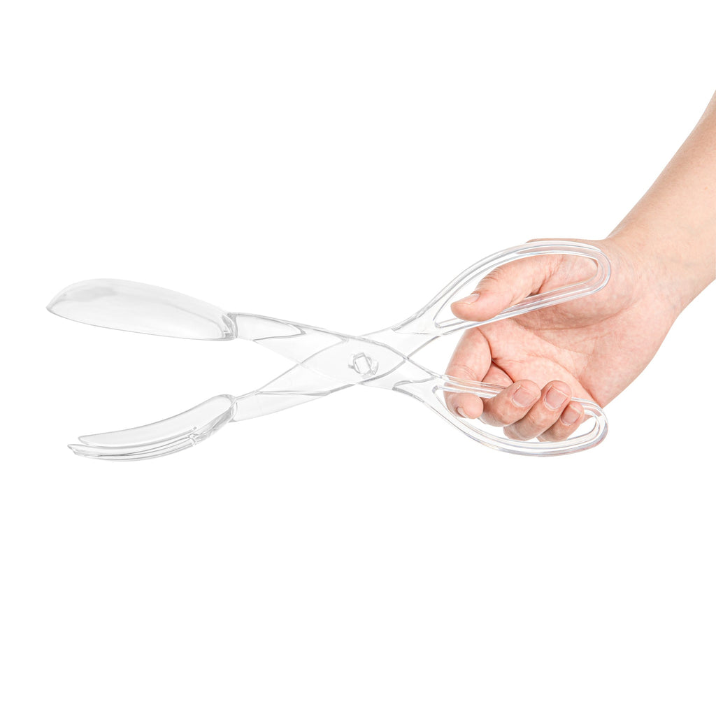 Cater Tek Clear Plastic Salad Tongs - Recyclable - 11 1/2" x 2 3/4" x 2 3/4" - 10 count box