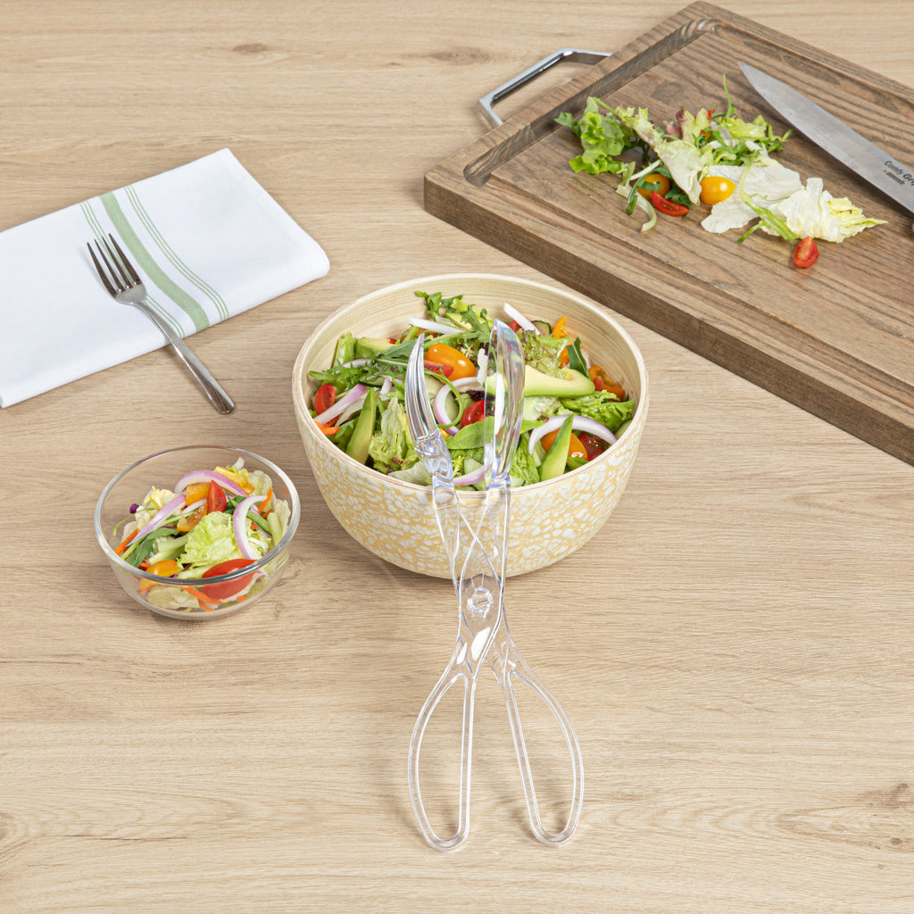 Cater Tek Clear Plastic Salad Tongs - Recyclable - 11 1/2" x 2 3/4" x 2 3/4" - 100 count box