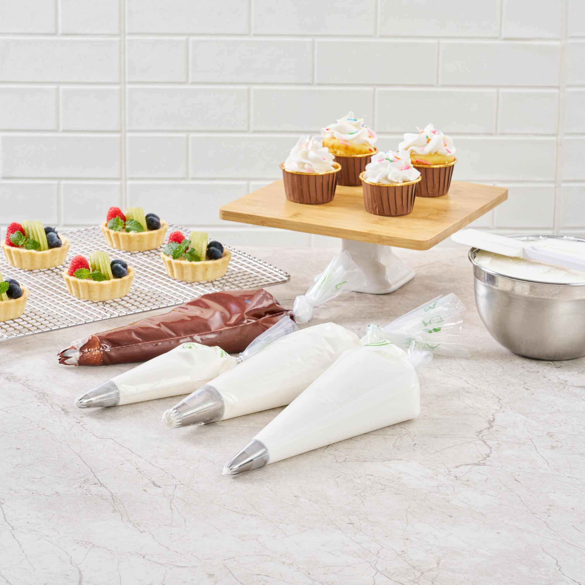Pastry Tek Clear Plastic Pastry Piping Bag - Biodegradable - 12" x 6" - 100 count box