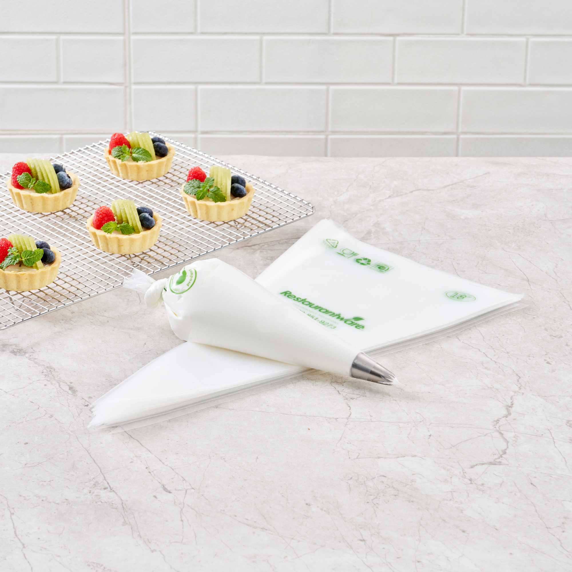 Pastry Tek Clear Plastic Pastry Piping Bag - Biodegradable - 18" x 8 3/4" - 100 count box
