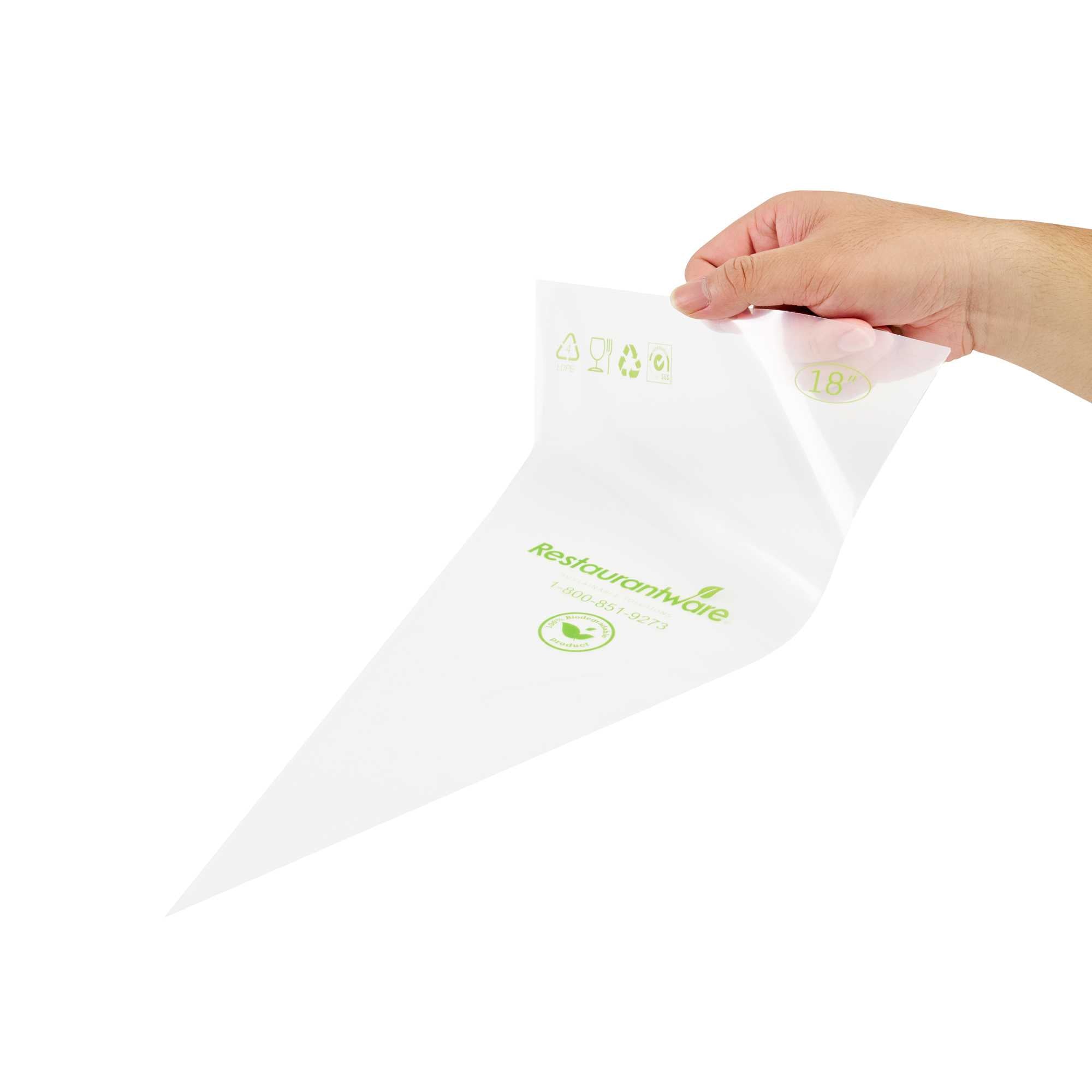 Pastry Tek Clear Plastic Pastry Piping Bag - Biodegradable - 18" x 8 3/4" - 100 count box
