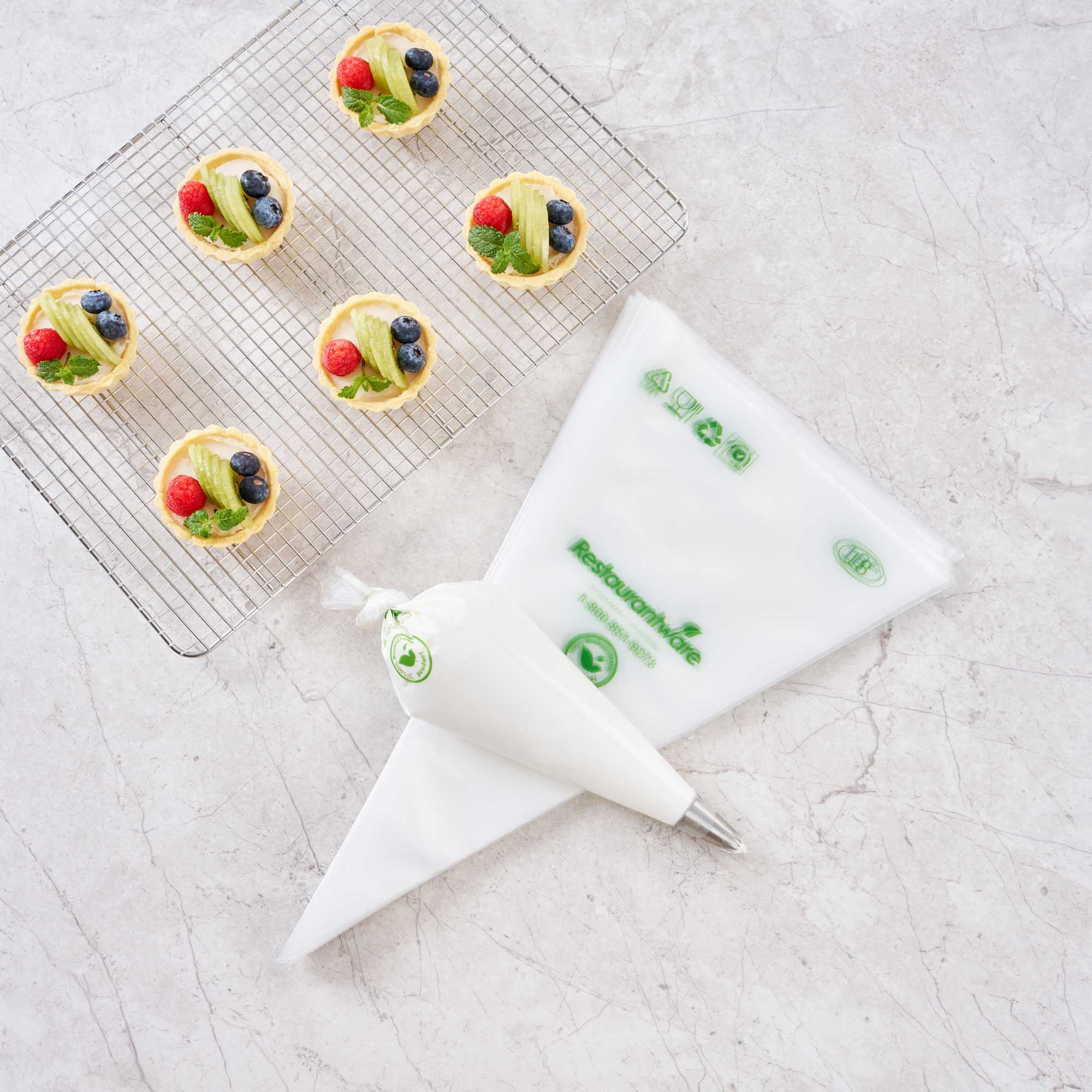 Pastry Tek Clear Plastic Pastry Piping Bag - Biodegradable - 18" x 8 3/4" - 100 count box