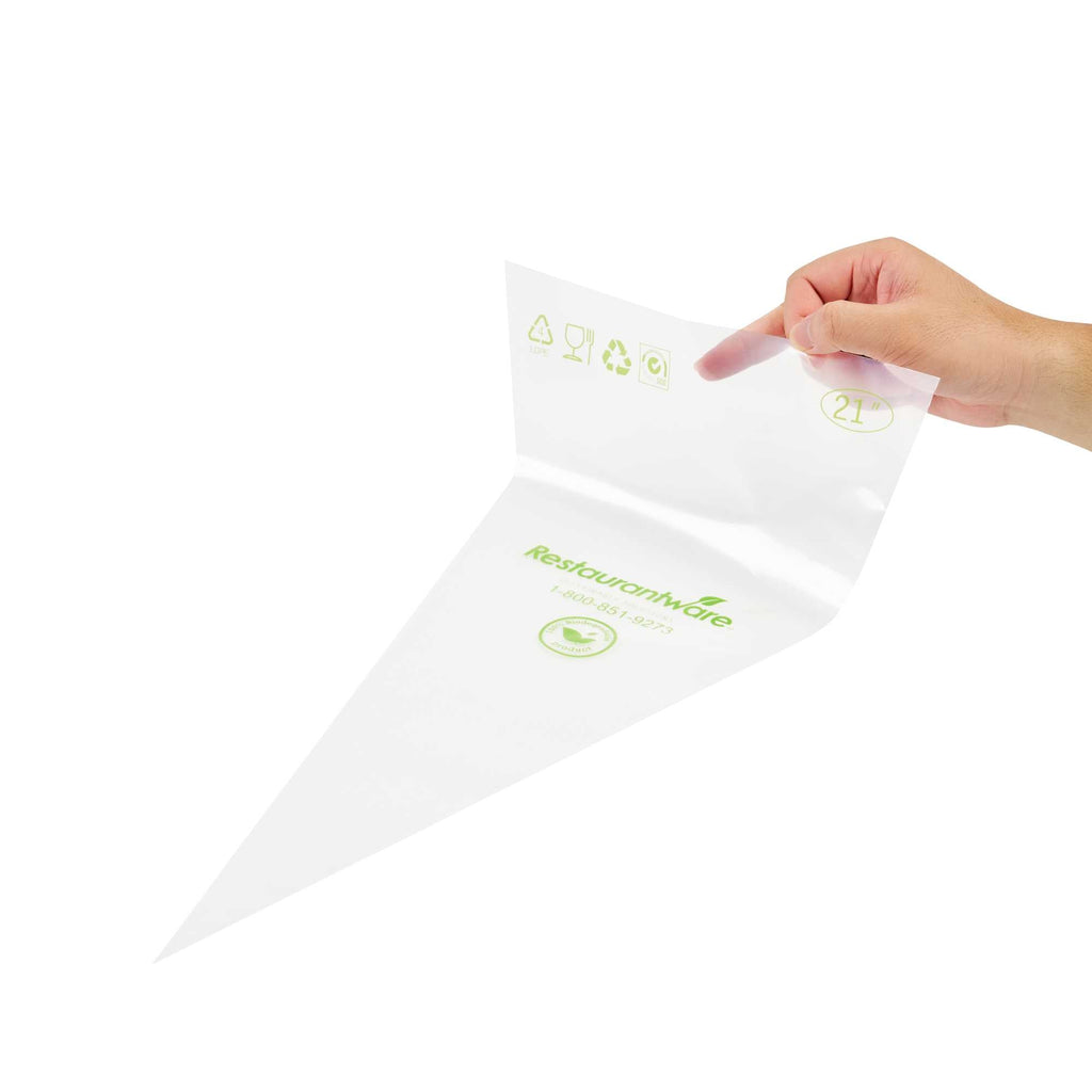 Pastry Tek Clear Plastic Pastry Piping Bag - Biodegradable - 21" x 10 1/4" - 100 count box