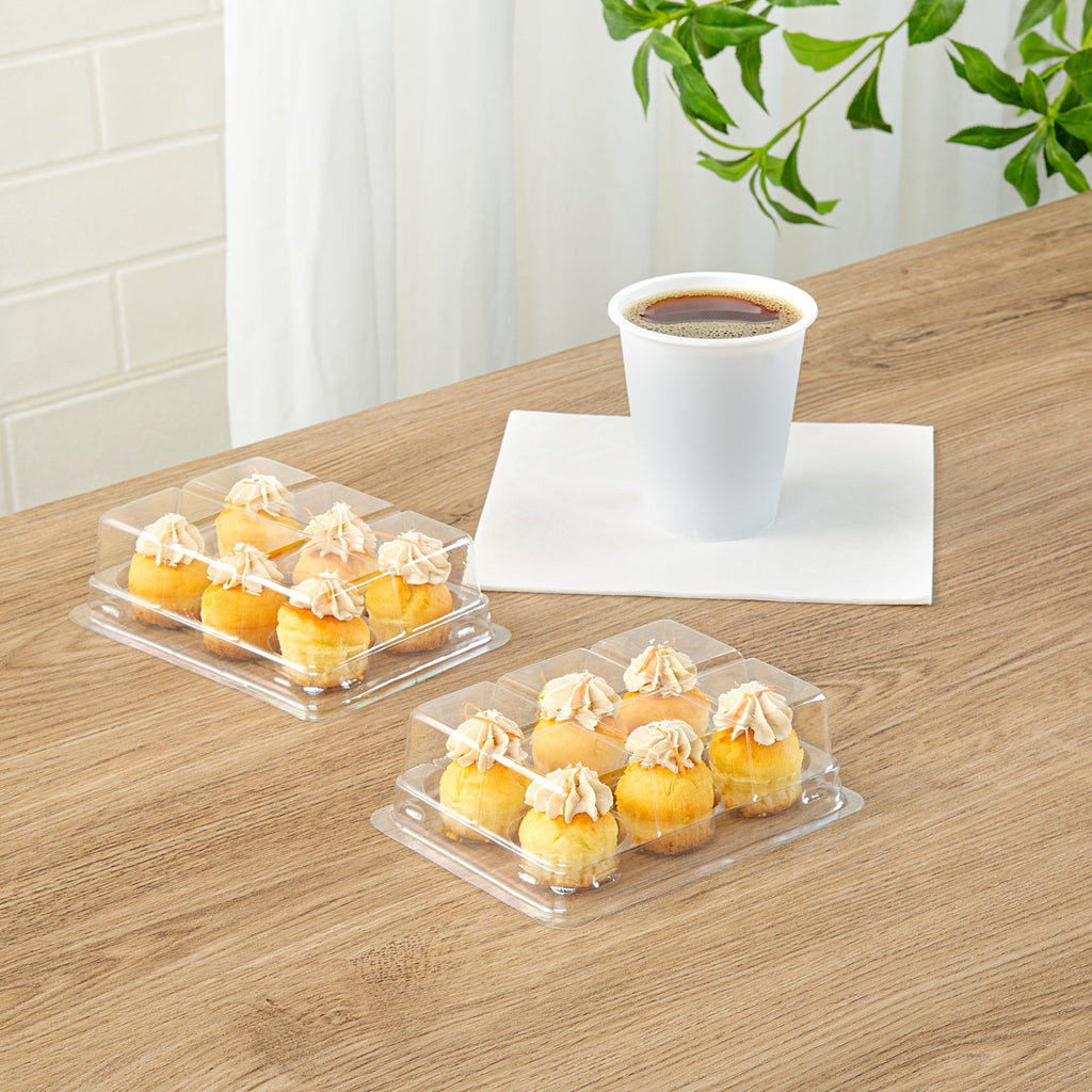 Thermo Tek 12 oz Clear Plastic Pastry Box - with Lid, Half-Dozen - 6" x 4 1/2" x 2" - 100 count box