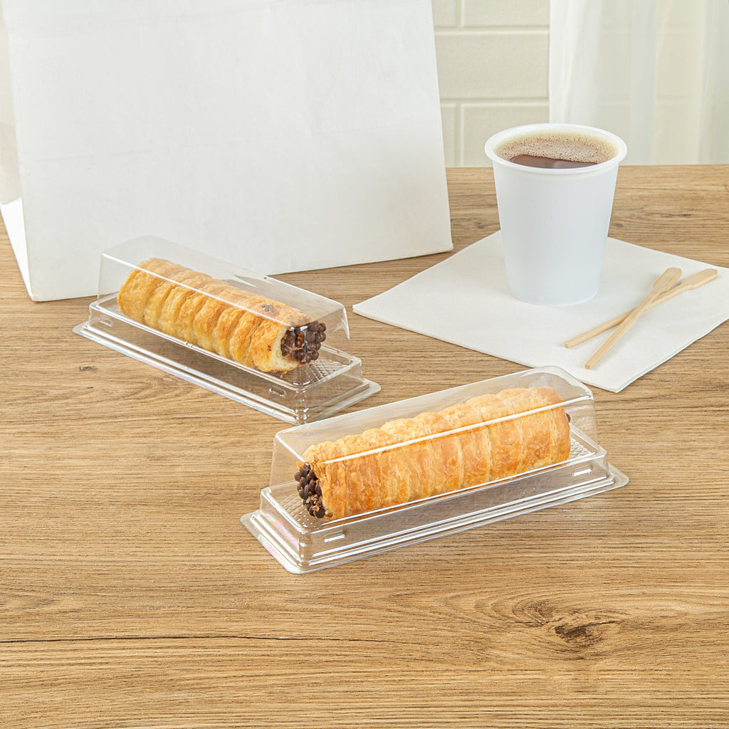 Thermo Tek 9 oz Rectangle Clear Plastic Pastry Box - with Lid - 7 3/4" x 2 3/4" x 2 1/4" - 100 count box
