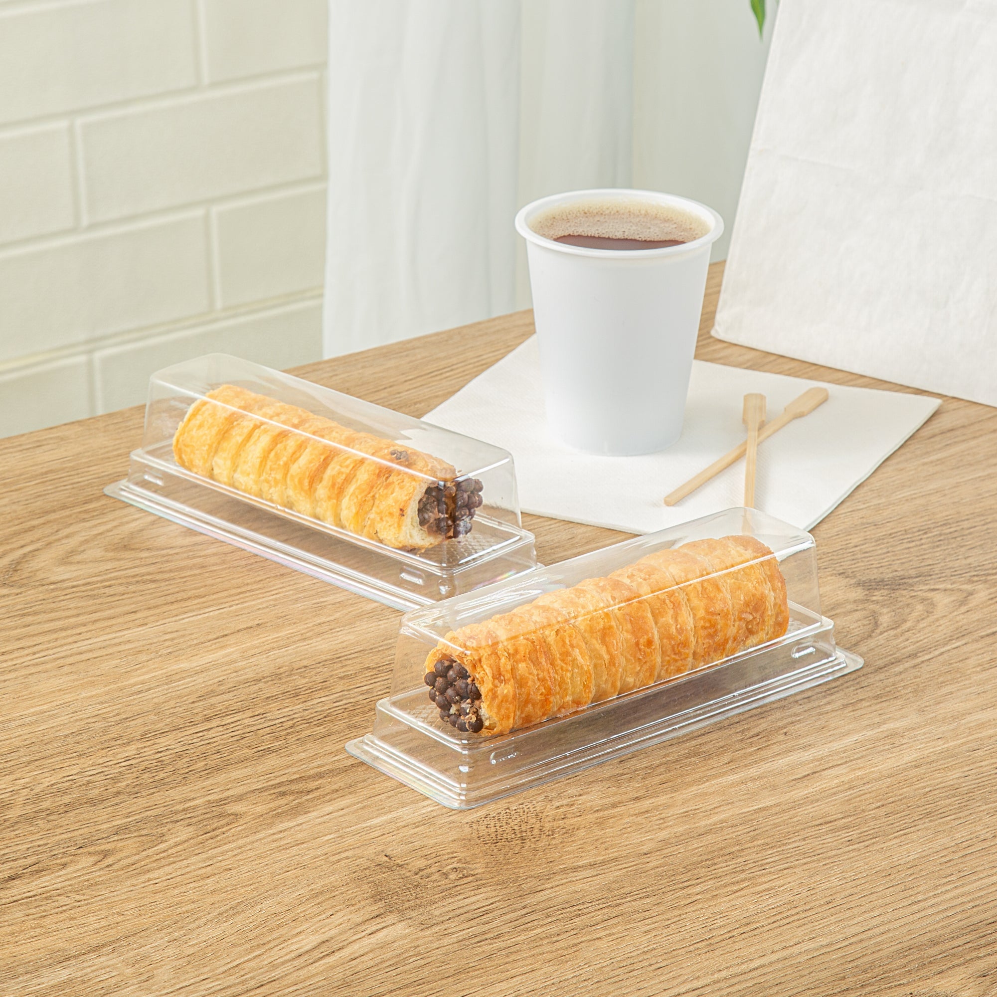 Thermo Tek 9 oz Rectangle Clear Plastic Pastry Box - with Lid - 7 3/4" x 2 3/4" x 2 1/4" - 100 count box