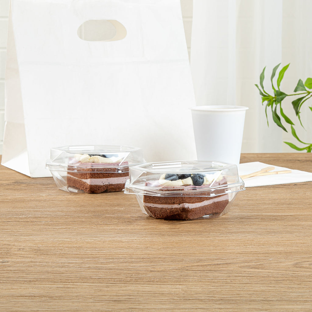 Thermo Tek Octagon Clear Plastic Cake Box - with Lid - 5 1/4" x 5 1/4" x 2" - 100 count box