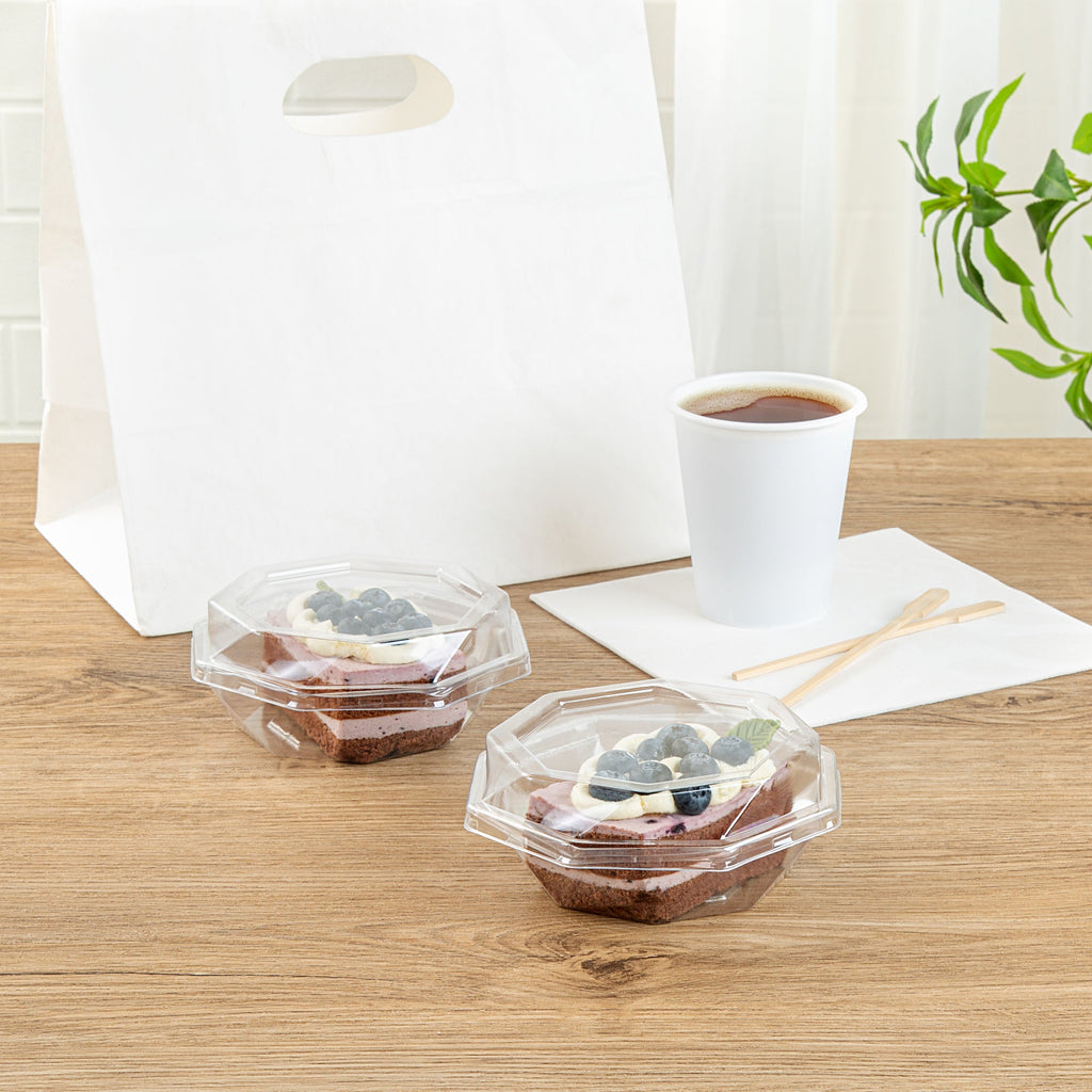 Thermo Tek Octagon Clear Plastic Cake Box - with Lid - 5 1/4" x 5 1/4" x 2" - 100 count box