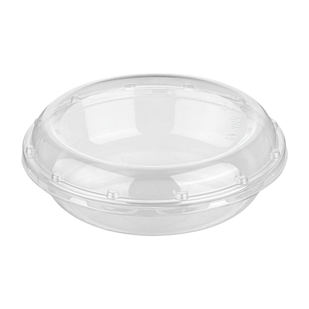 Thermo Tek Round Clear Plastic Serving Platter - with Lid - 7 1/2" x 7 1/2" x 2 1/2" - 100 count box