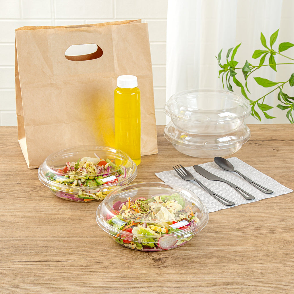 Thermo Tek Round Clear Plastic Serving Platter - with Lid - 7 1/2" x 7 1/2" x 2 1/2" - 100 count box
