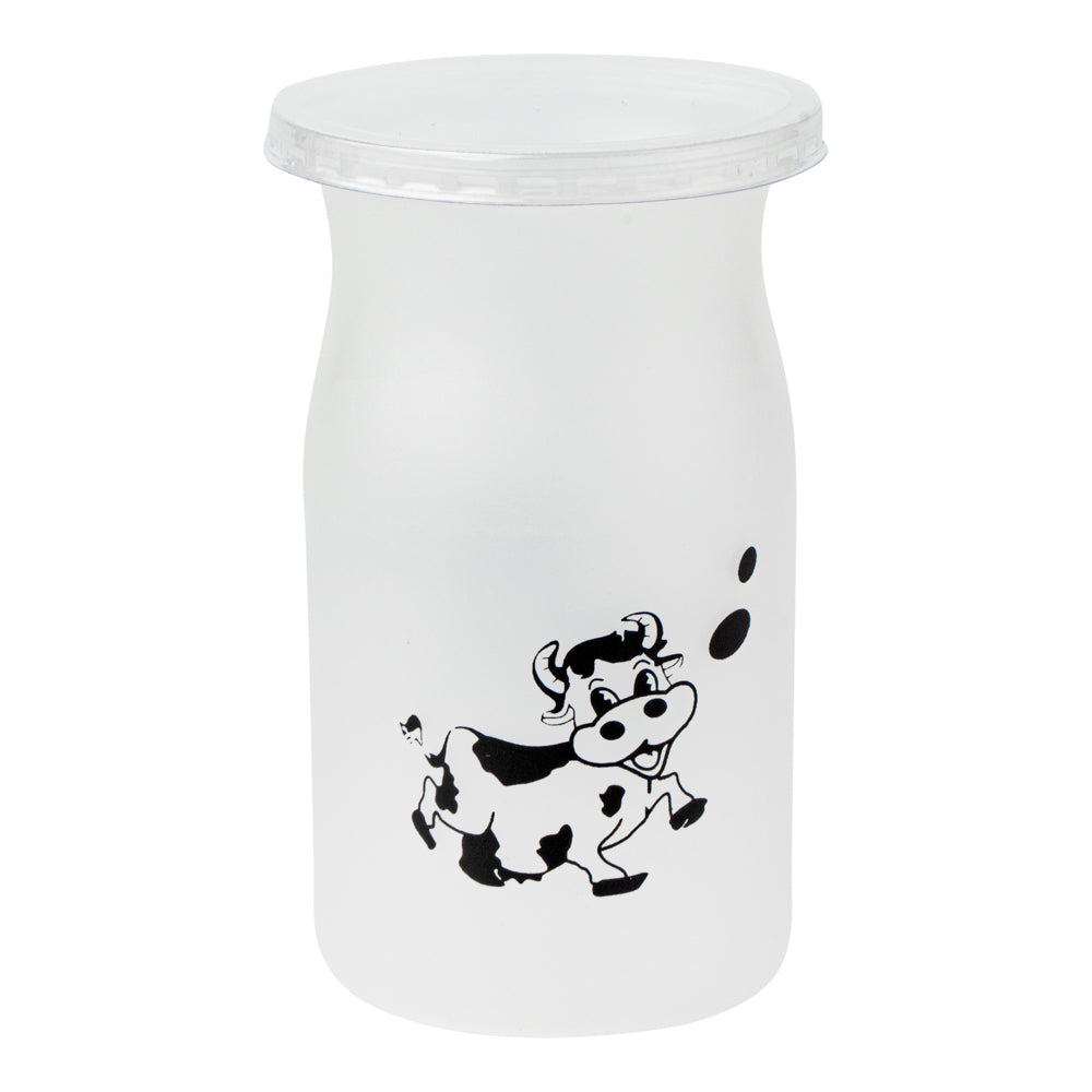 Mini Serve 5 oz Clear Plastic Happy Cow Yogurt Cup - with Lid - 2 1/4" x 2 1/4" x 3 1/2" - 100 count box