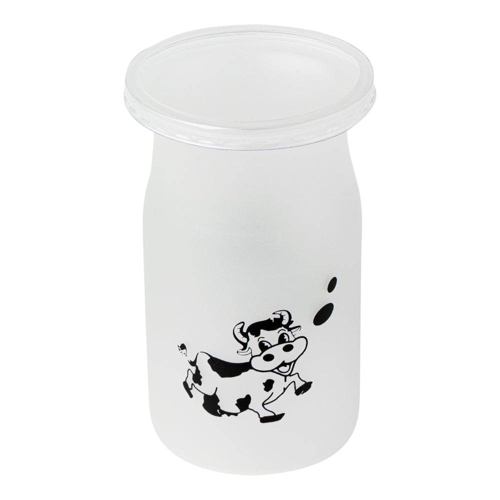Mini Serve 5 oz Clear Plastic Happy Cow Yogurt Cup - with Lid - 2 1/4" x 2 1/4" x 3 1/2" - 100 count box