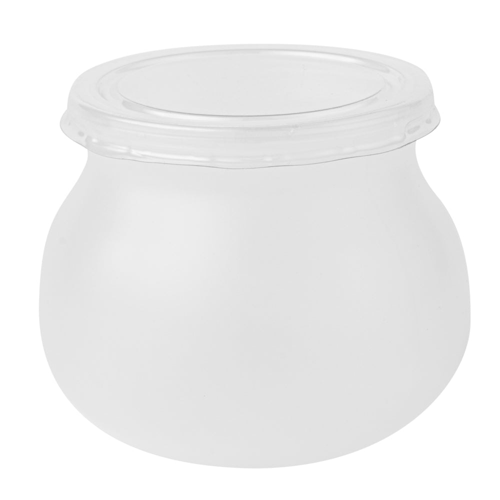 Mini Serve 4 oz Frosted Plastic Bulbous Candy Jar - with Lid - 2 1/2" x 2 1/2" x 2 1/2" - 100 count box