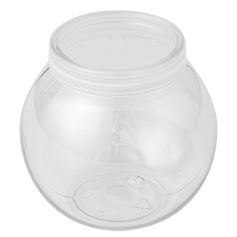 Mini Serve 3 oz Clear Plastic Bulbous Candy Jar - with Lid - 1 3/4" x 1 3/4" x 2 1/2" - 100 count box
