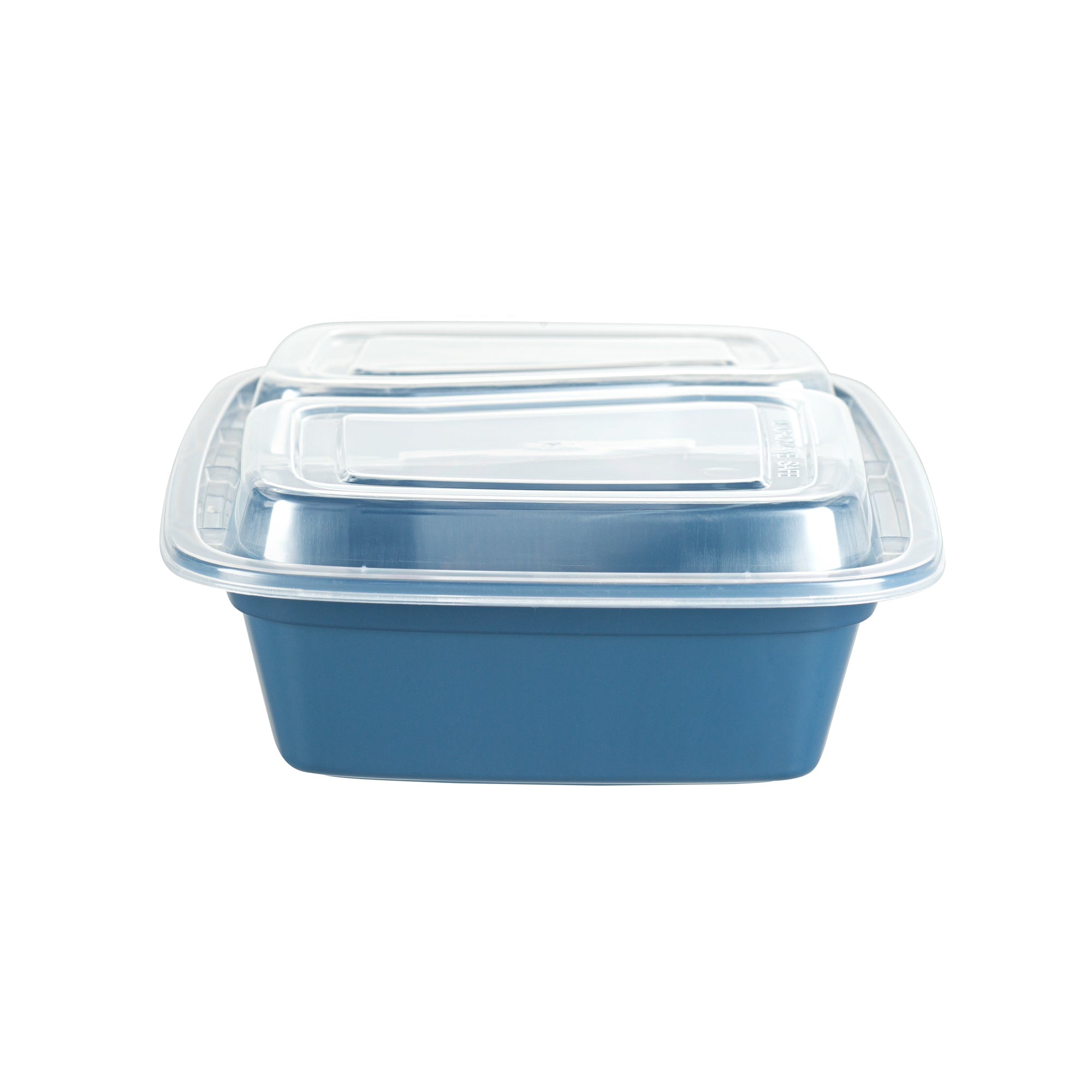 Asporto 32 oz Midnight Blue Plastic 2 Compartment Food Container - with Clear Lid, Microwavable - 8 3/4" x 6" x 2" - 100 count box