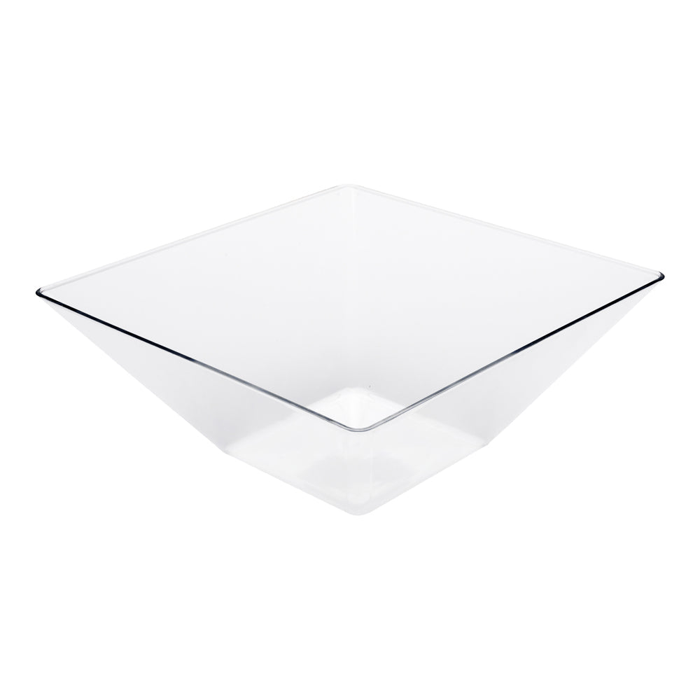 Maxi Serve 56 oz Clear Plastic Modern Small Catering Serving Bowl - 8 1/2" x 8 1/2" x 3 1/2" - 25 count box
