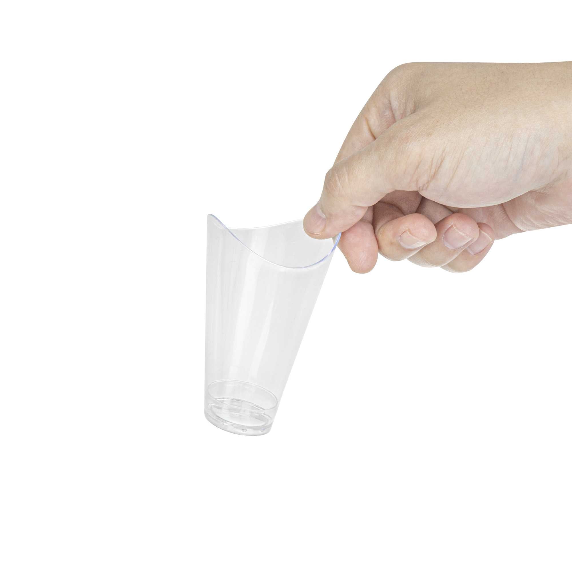 Mini Serve 3 oz Clear Plastic Mini Mezzaluna Cup - 3 1/4" x 2" x 1 1/2" - 100 count box