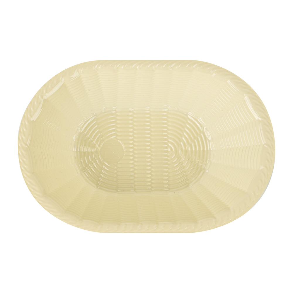 Maxi Serve 25 oz Cream Plastic Oval Food Serving Basket - Disposable - 9 1/4" x 6 1/4" x 2 1/2" - 25 count box