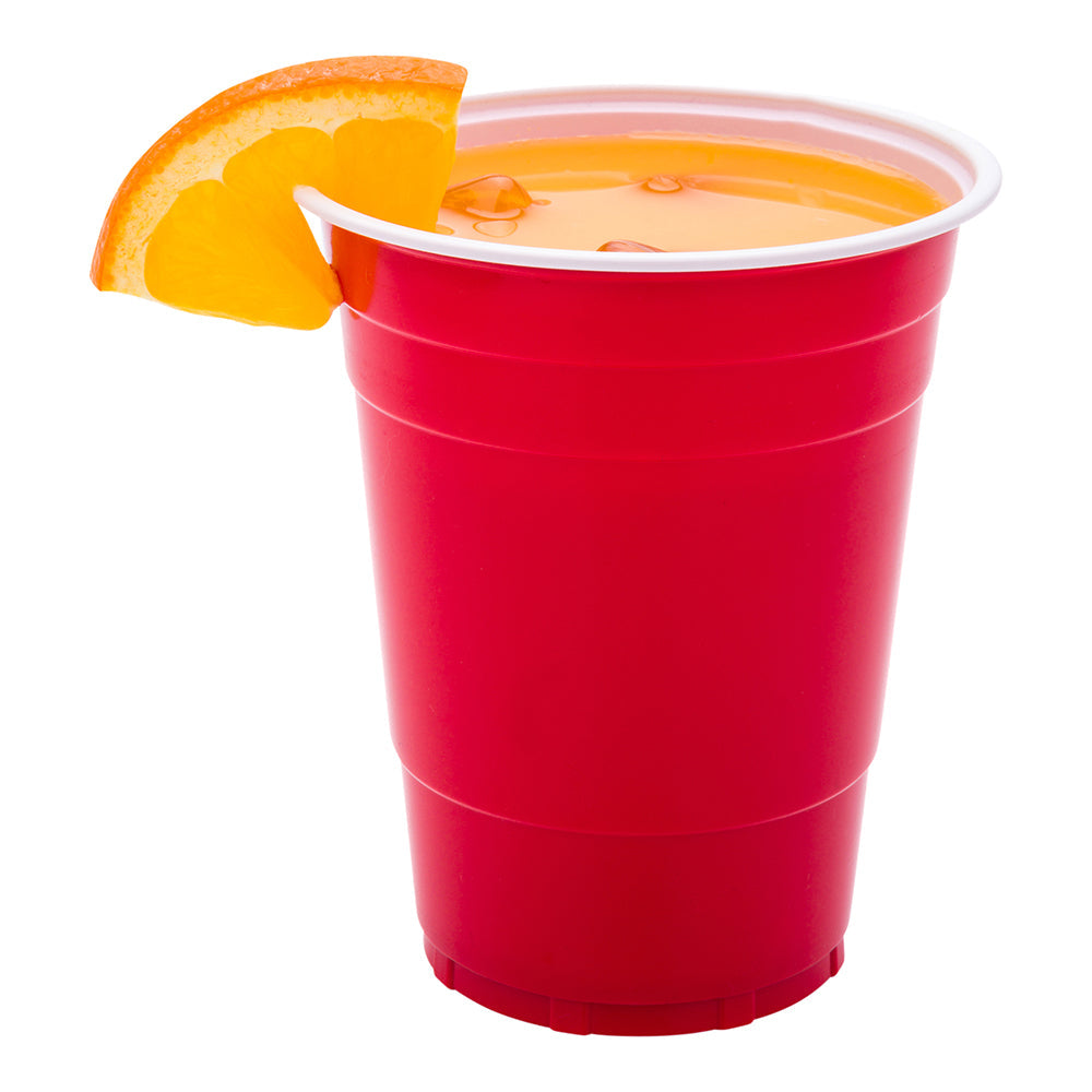 Chef 101 16 oz Red Plastic Party Cup - 3 3/4" x 3 3/4" x 4 3/4" - 25 count box