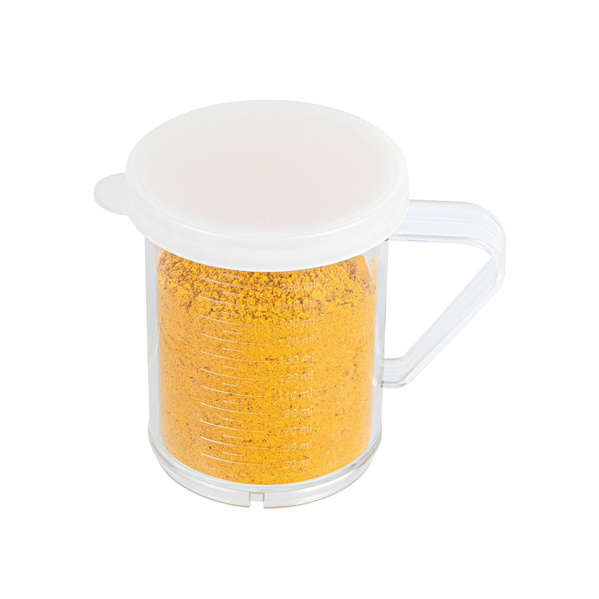 Chef 101 10 oz Clear Polycarbonate Dredge Spice Shaker - with White Solid Lid - 4 3/4" x 3 1/4" x 4" - 1 count box