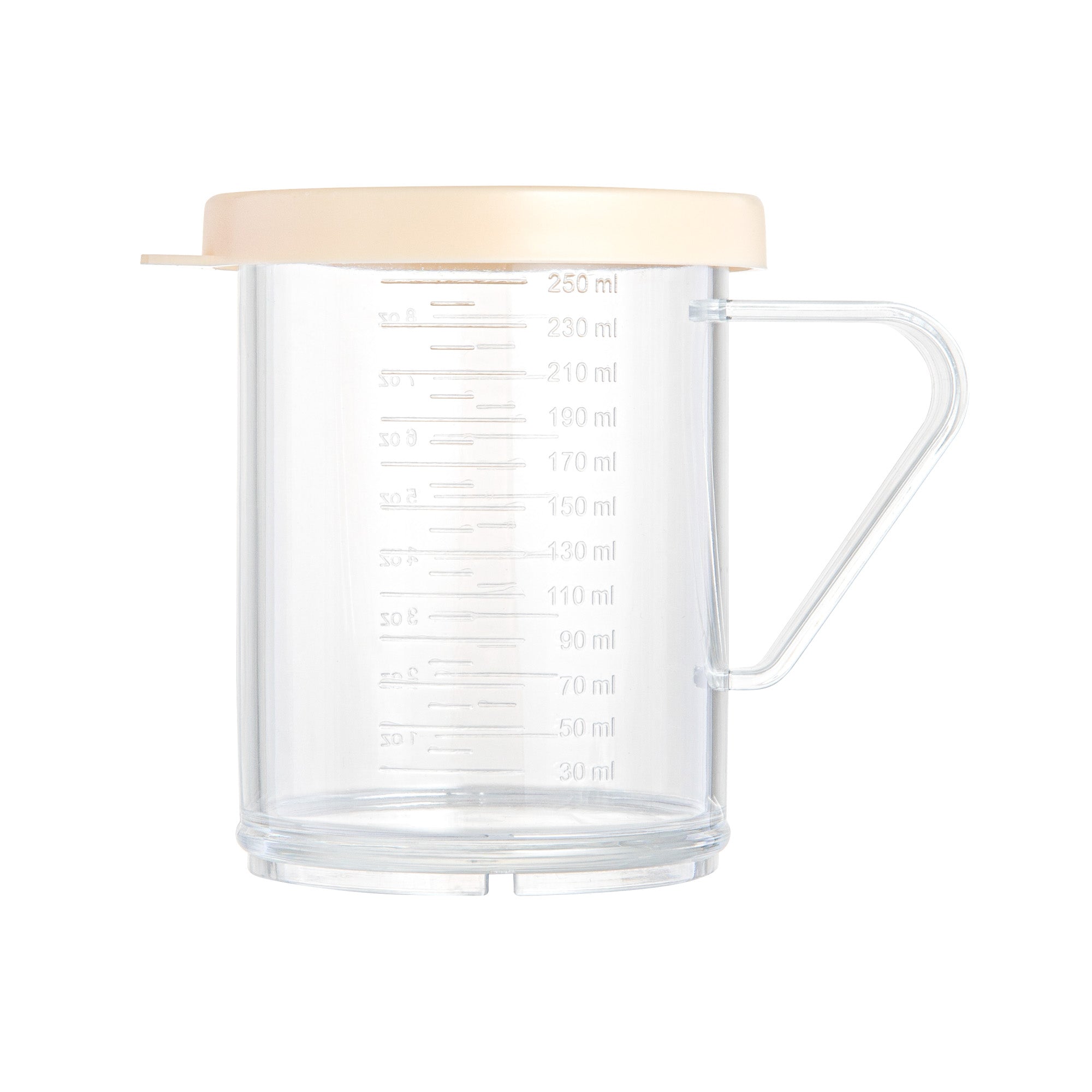 Chef 101 10 oz Clear Polycarbonate Dredge Spice Shaker - with Beige Fine Lid - 4 3/4" x 3 1/4" x 4" - 1 count box