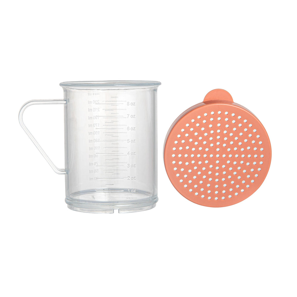 Chef 101 10 oz Clear Polycarbonate Dredge Spice Shaker - with Rose Medium Lid - 4 3/4" x 3 1/4" x 4" - 1 count box