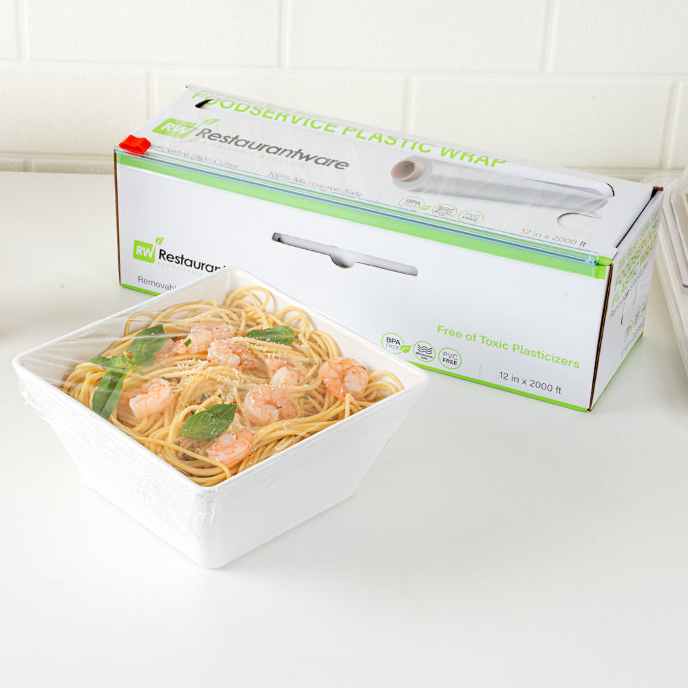 Chef 101 Clear Plastic Foodservice Food Wrap - BPA-Free, Microwave-Safe - 12" x 2000' - 1 count box