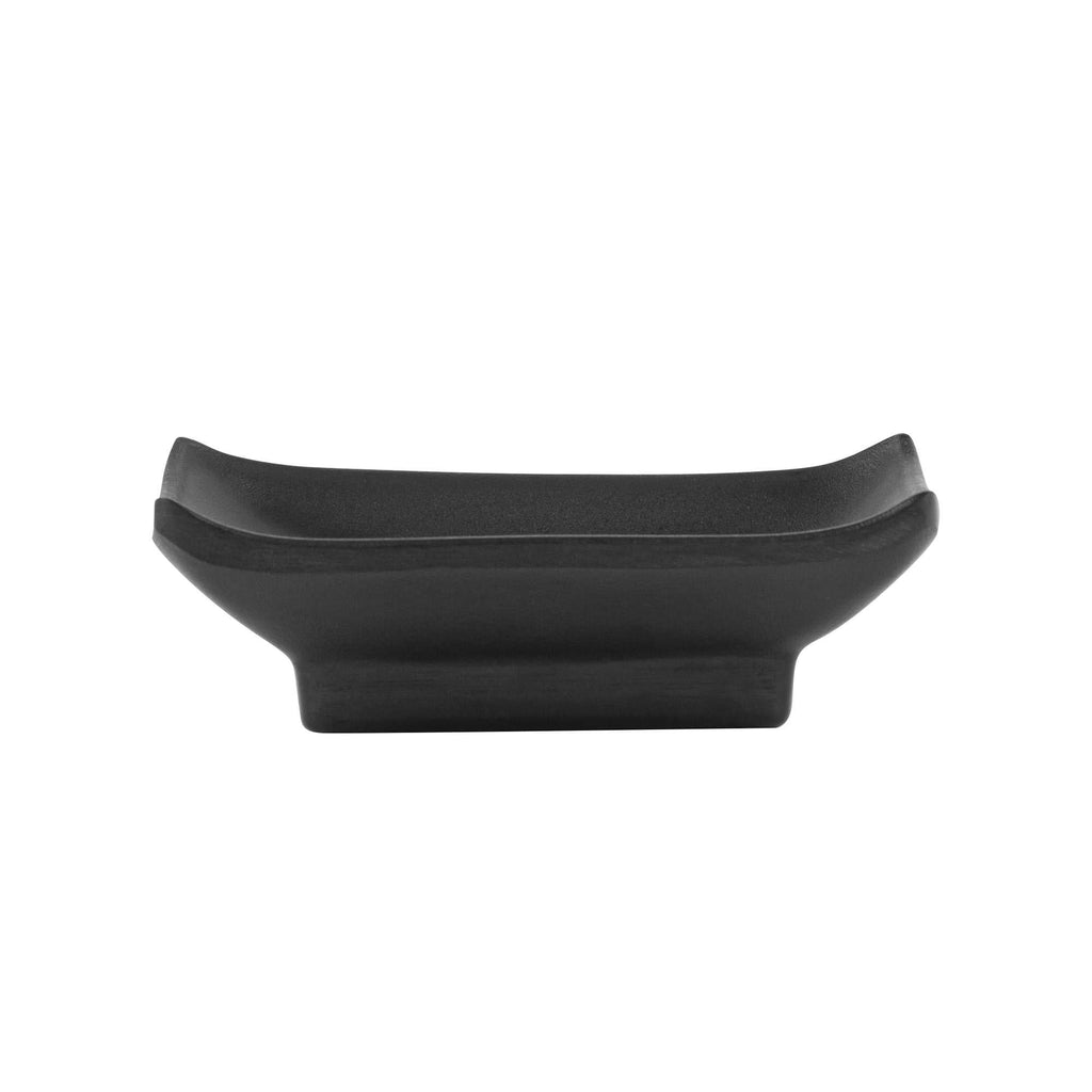 Voga 1 oz Rectangle Black Melamine Sauce Dish - Japonais - 4" x 2 1/2" x 1 1/4" - 10 count box