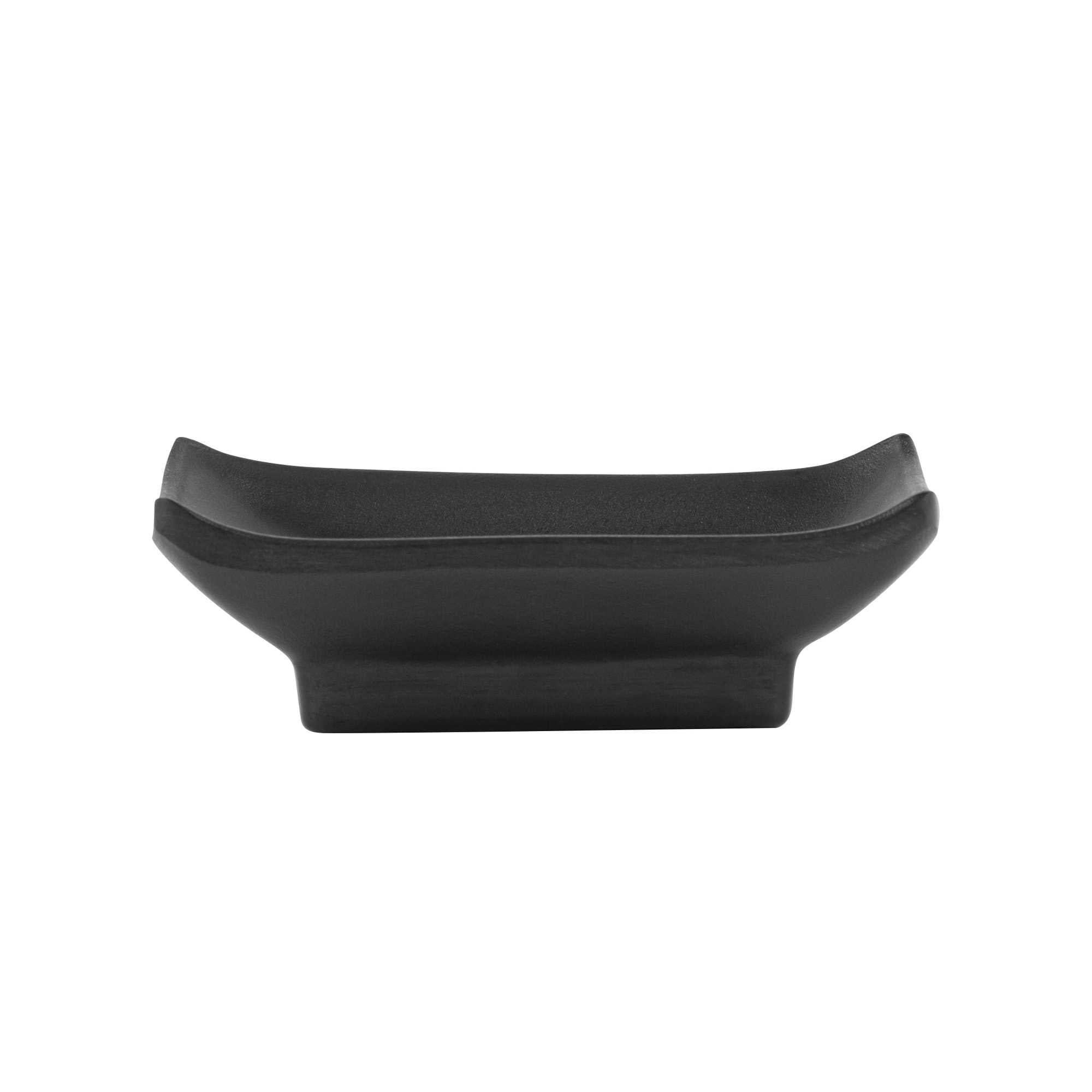 Voga 1 oz Rectangle Black Melamine Sauce Dish - Japonais - 4" x 2 1/2" x 1 1/4" - 10 count box