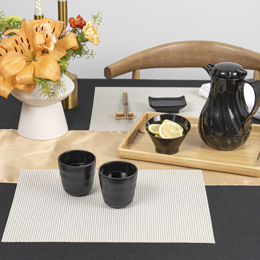 Voga 8 oz Black Melamine Tea Cup - Japonais - 3" x 3" x 3 1/4" - 10 count box