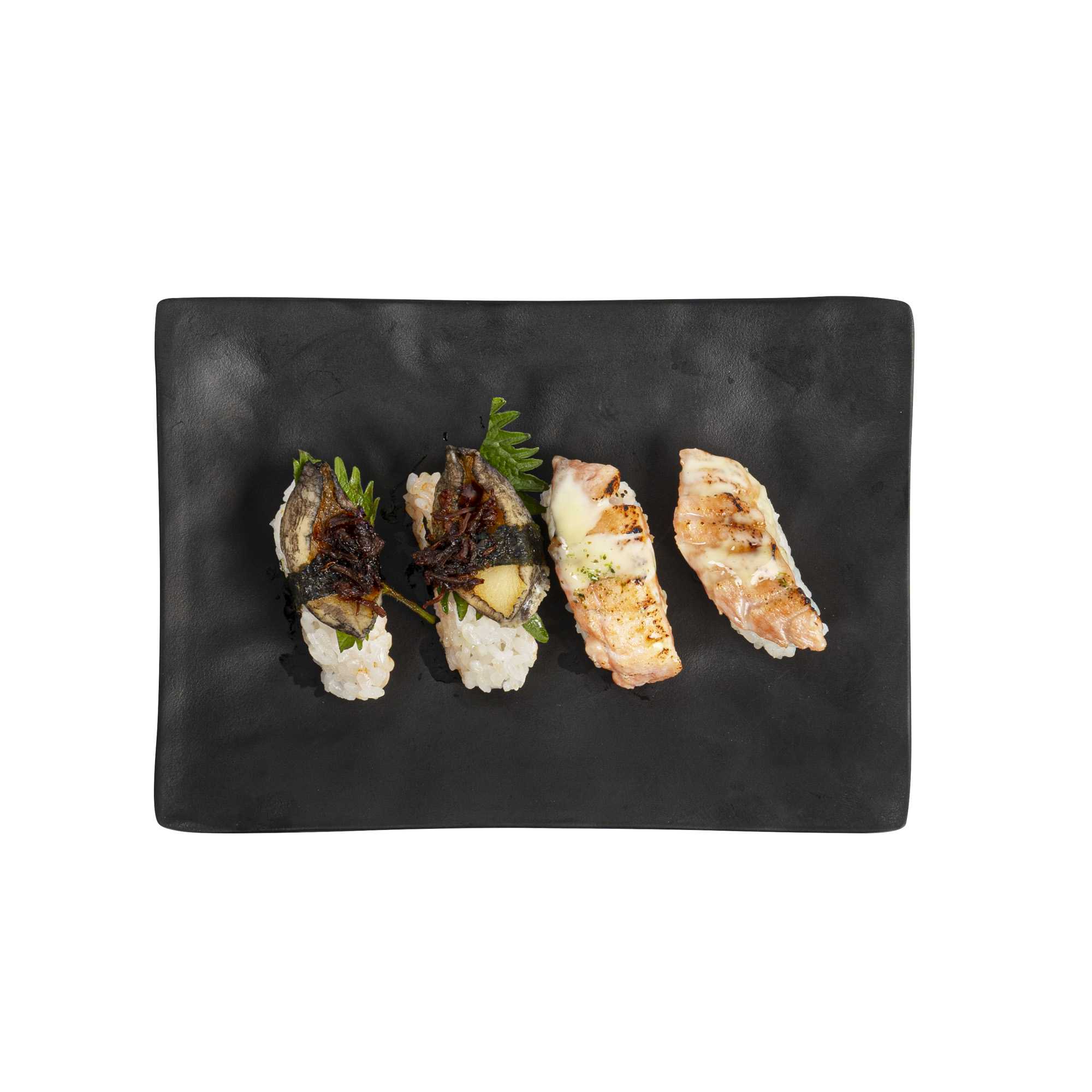Voga Rectangle Black Melamine Small Plate - Japonais, Faux Slate - 7 3/4" x 5 1/2" - 4 count box