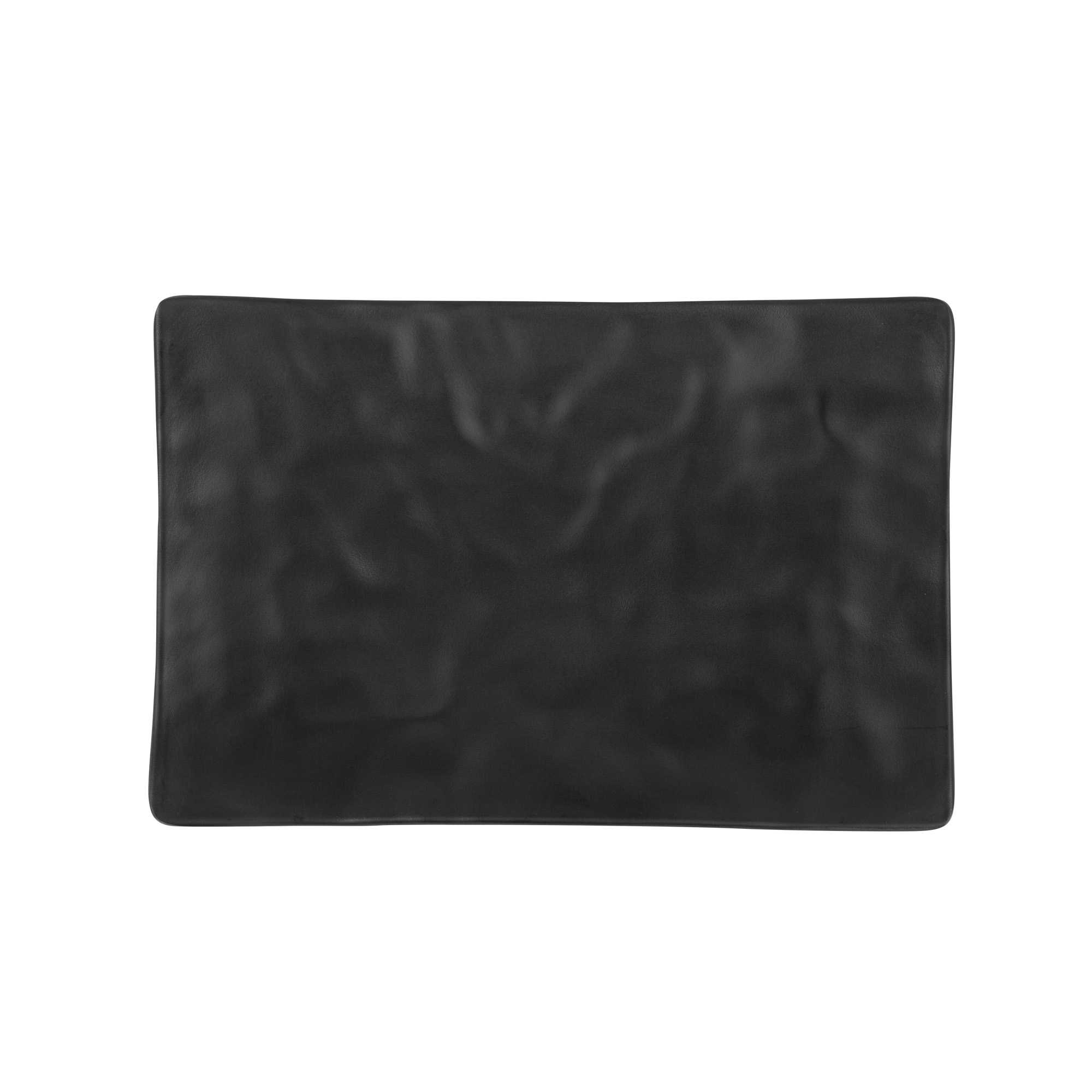 Voga Rectangle Black Melamine Medium Plate - Japonais , Faux Slate - 9 3/4" x 6 3/4" - 4 count box