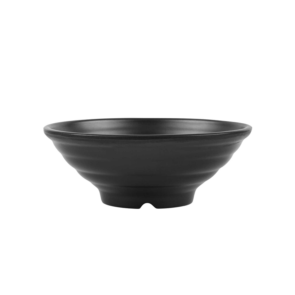 Voga 27 oz Round Black Melamine Large Bowl - Japonais, Faux Stone - 7 3/4" x 7 3/4" x 3" - 2 count box