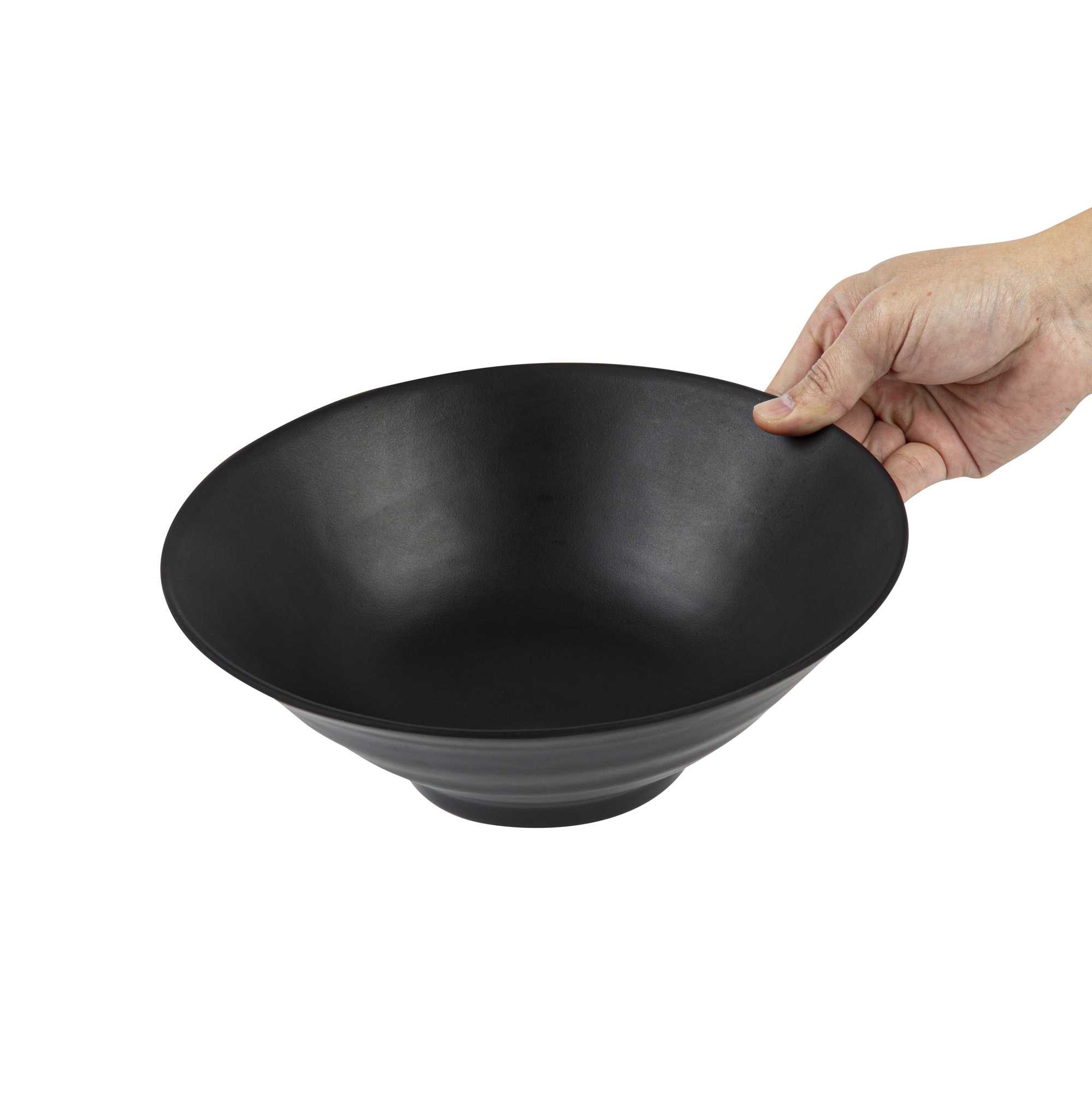Voga 37 oz Round Black Melamine Serving Bowl - Japonais, Faux Slate - 9 3/4" x 9 3/4" x 3 1/4" - 2 count box