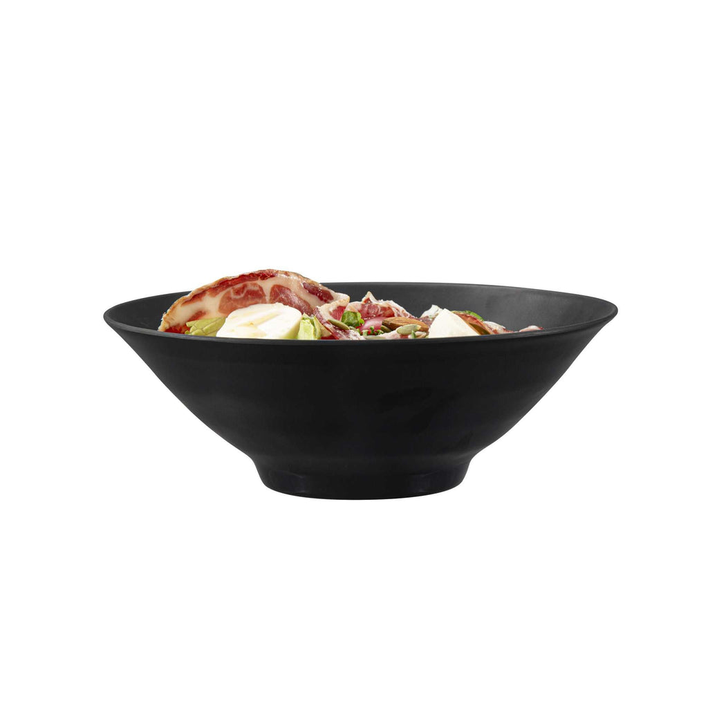 Voga 37 oz Round Black Melamine Serving Bowl - Japonais, Faux Slate - 9 3/4" x 9 3/4" x 3 1/4" - 2 count box