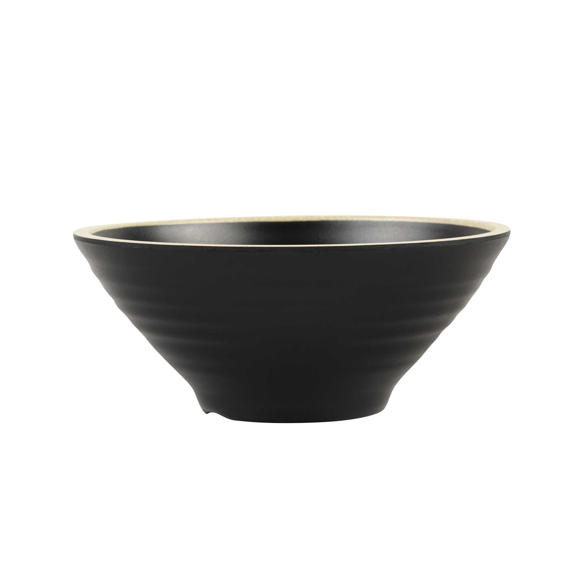 Voga 53 oz Black Melamine Rippled Bowl - Japonais, Faux Granite Rim - 7 1/4" x 7 1/4" x 3" - 2 count box
