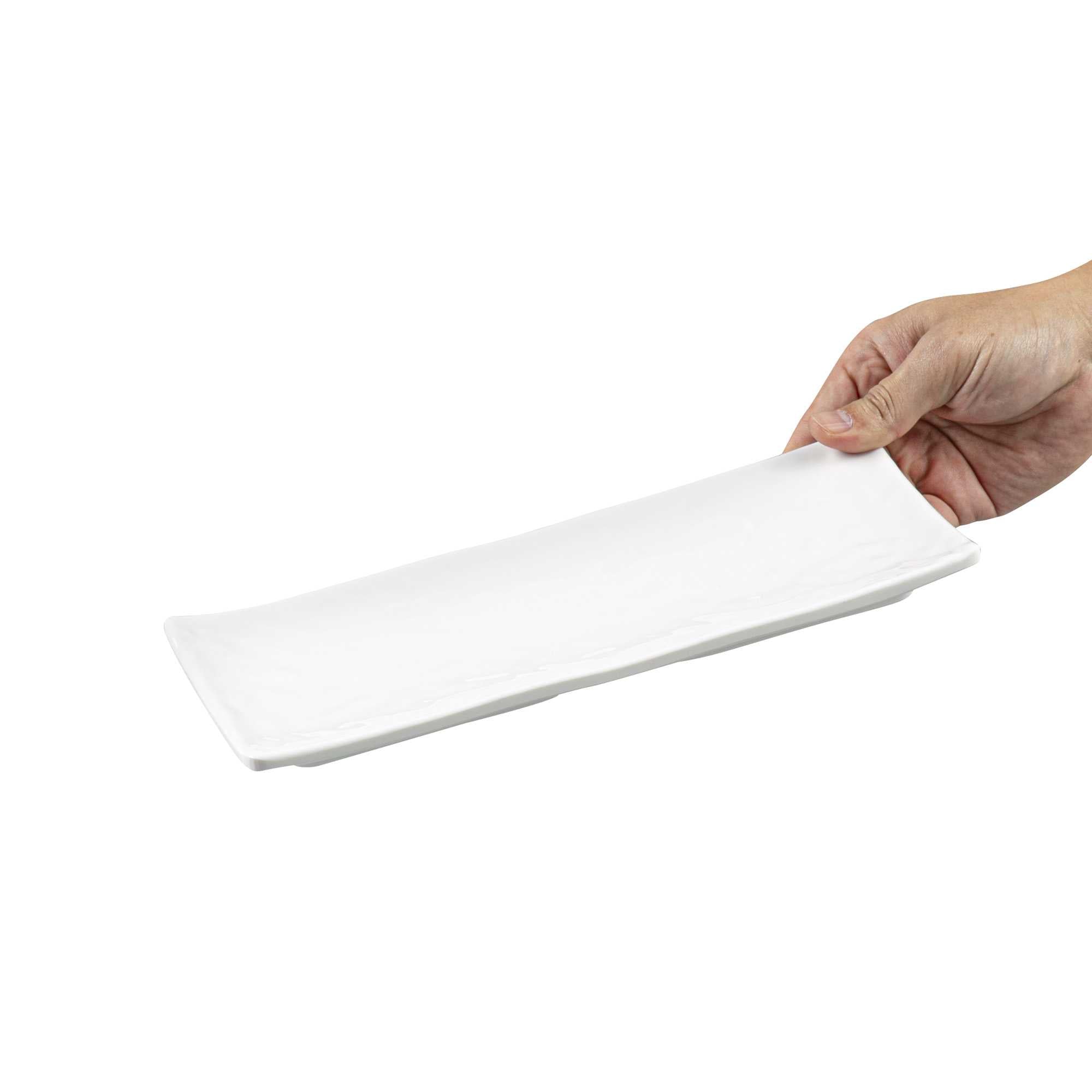 Voga Rectangle White Melamine Plate - Japonais - 10 1/2" x 4 1/2" x 1" - 2 count box
