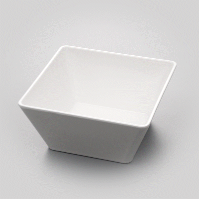 Voga 45 oz Square White Melamine Serving Bowl - Classic - 7" x 7" x 3 1/4" - 10 count box