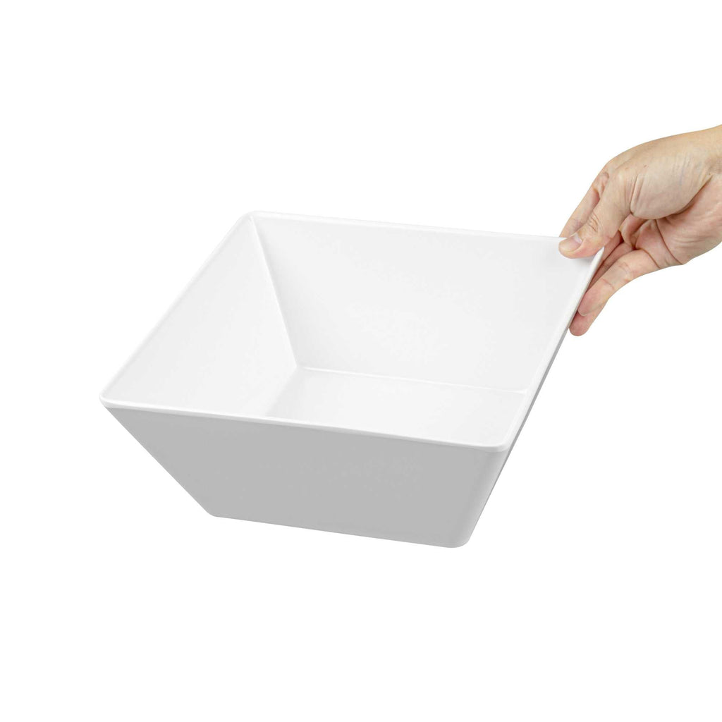 Voga 96 oz Square White Melamine Serving Bowl - Classic - 9 1/2" x 9 1/2" x 4" - 6 count box