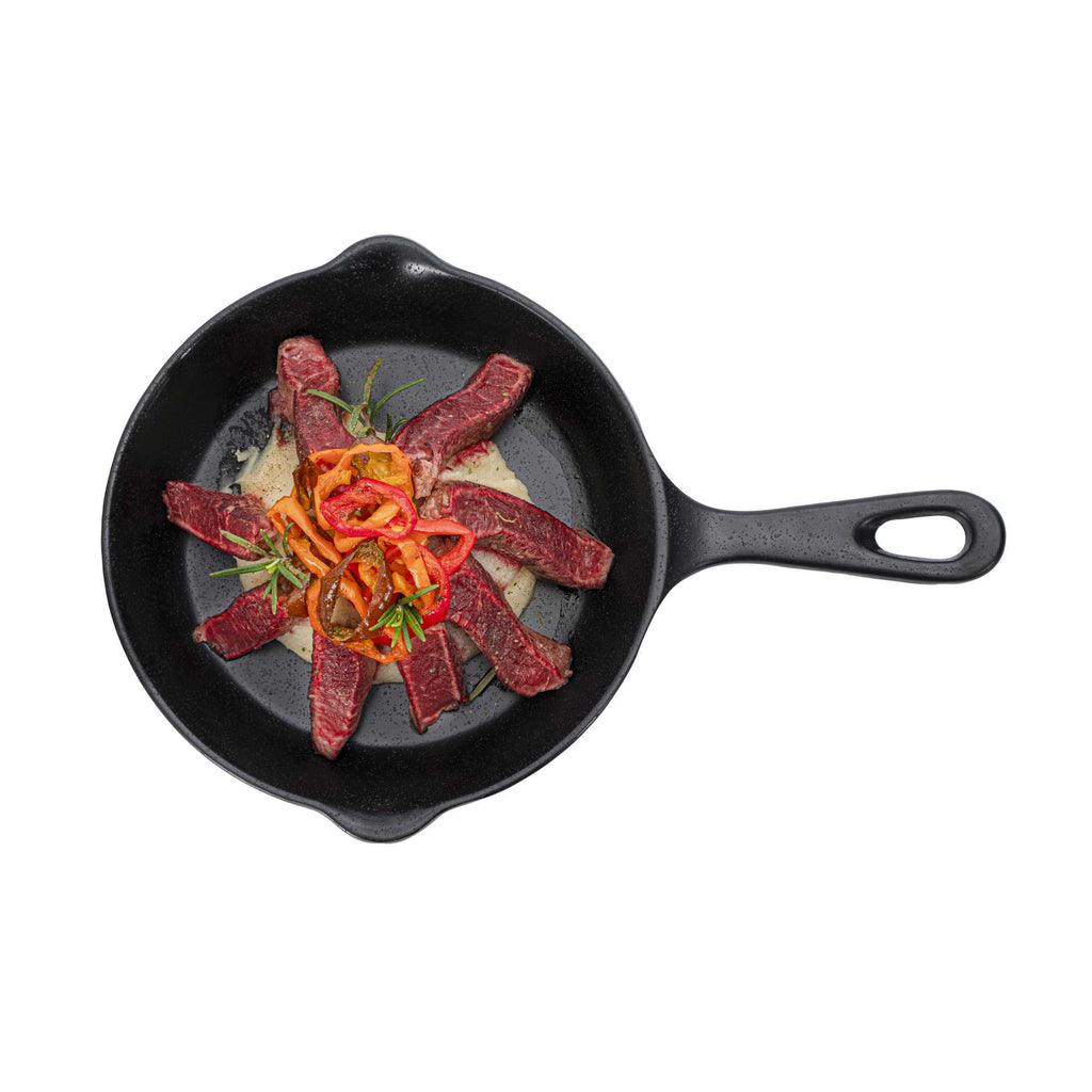 Voga 16 oz Black Melamine Serving Dish with Handle - Faux Cast Iron - 13" x 8 3/4" x 1 1/2" - 6 count box