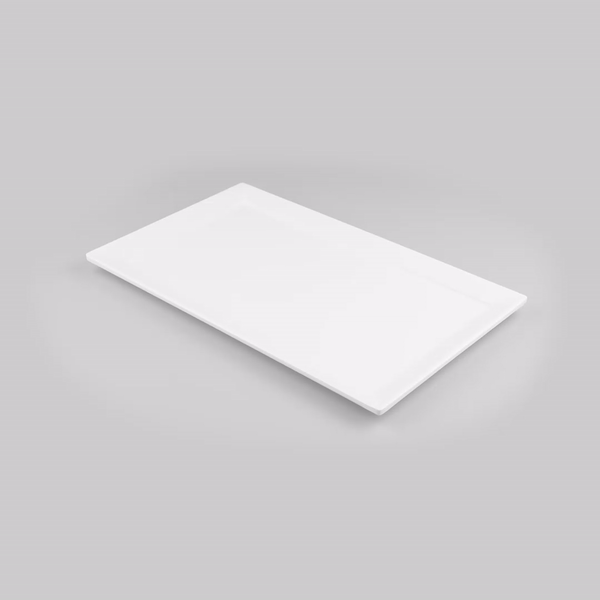 Voga Rectangle White Melamine Large Serving Tray - Classic - 20 3/4" x 12 1/2" x 1" - 1 count box