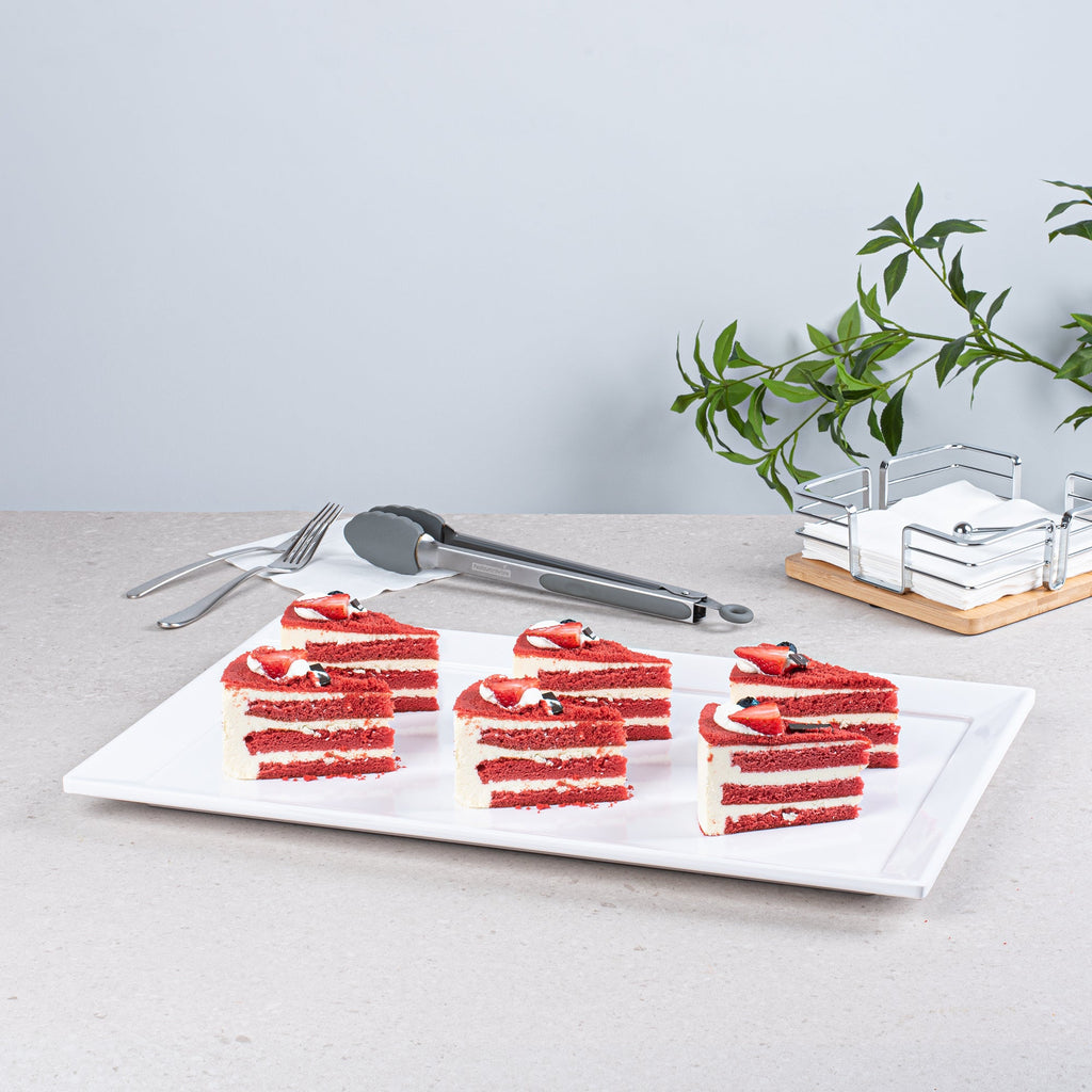 Voga Rectangle White Melamine Large Serving Tray - Classic - 20 3/4" x 12 1/2" x 1" - 1 count box
