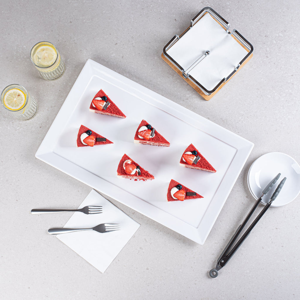 Voga Rectangle White Melamine Large Serving Tray - Classic - 20 3/4" x 12 1/2" x 1" - 1 count box
