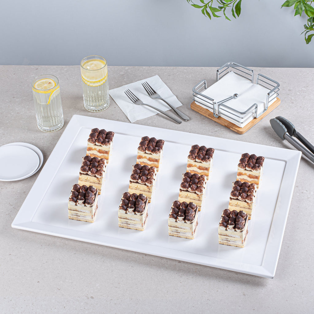 Voga Rectangle White Melamine Extra Large Serving Tray - Classic - 25 1/2" x 17 3/4" x 1" - 1 count box