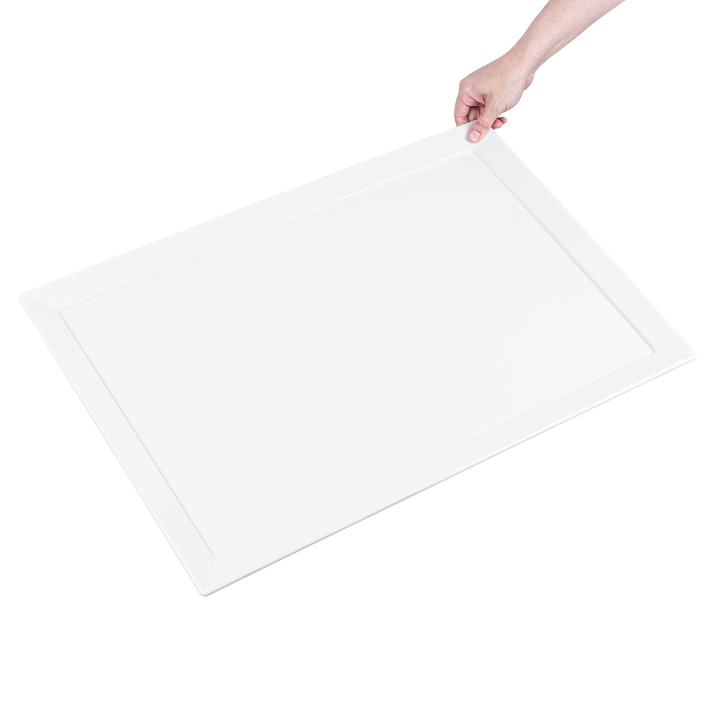 Voga Rectangle White Melamine Extra Large Serving Tray - Classic - 25 1/2" x 17 3/4" x 1" - 1 count box