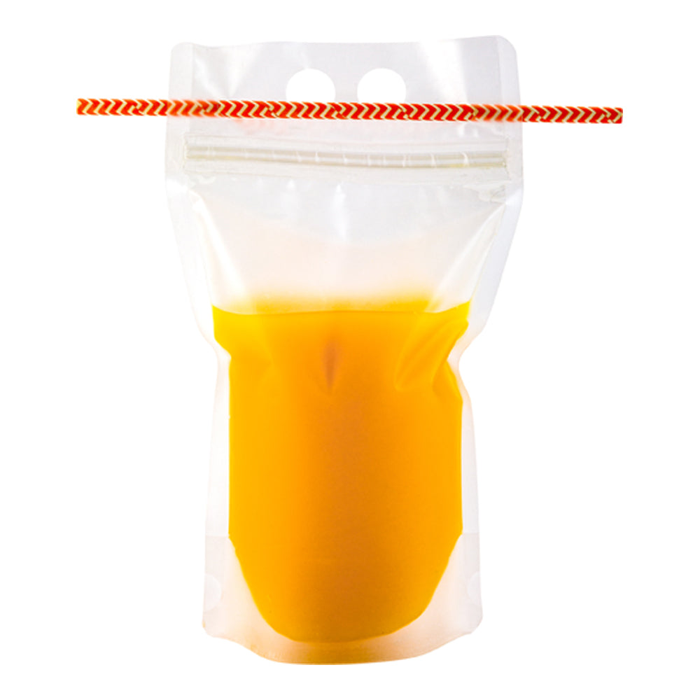Bag Tek 17 oz Clear Plastic Drink Pouch - Single Zipper - 5" x 9" x 1 1/2" - 100 count box